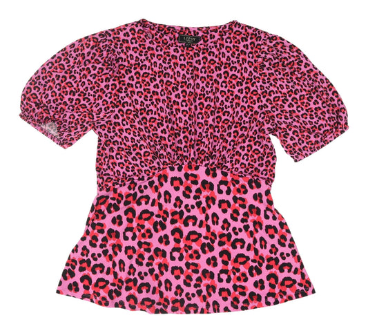 Womens UK Size 14 Lipsy Pink Cropped T-Shirt
