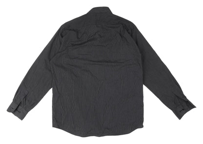 M&S Men's Black Striped Casual Shirt Sz 16 Plus