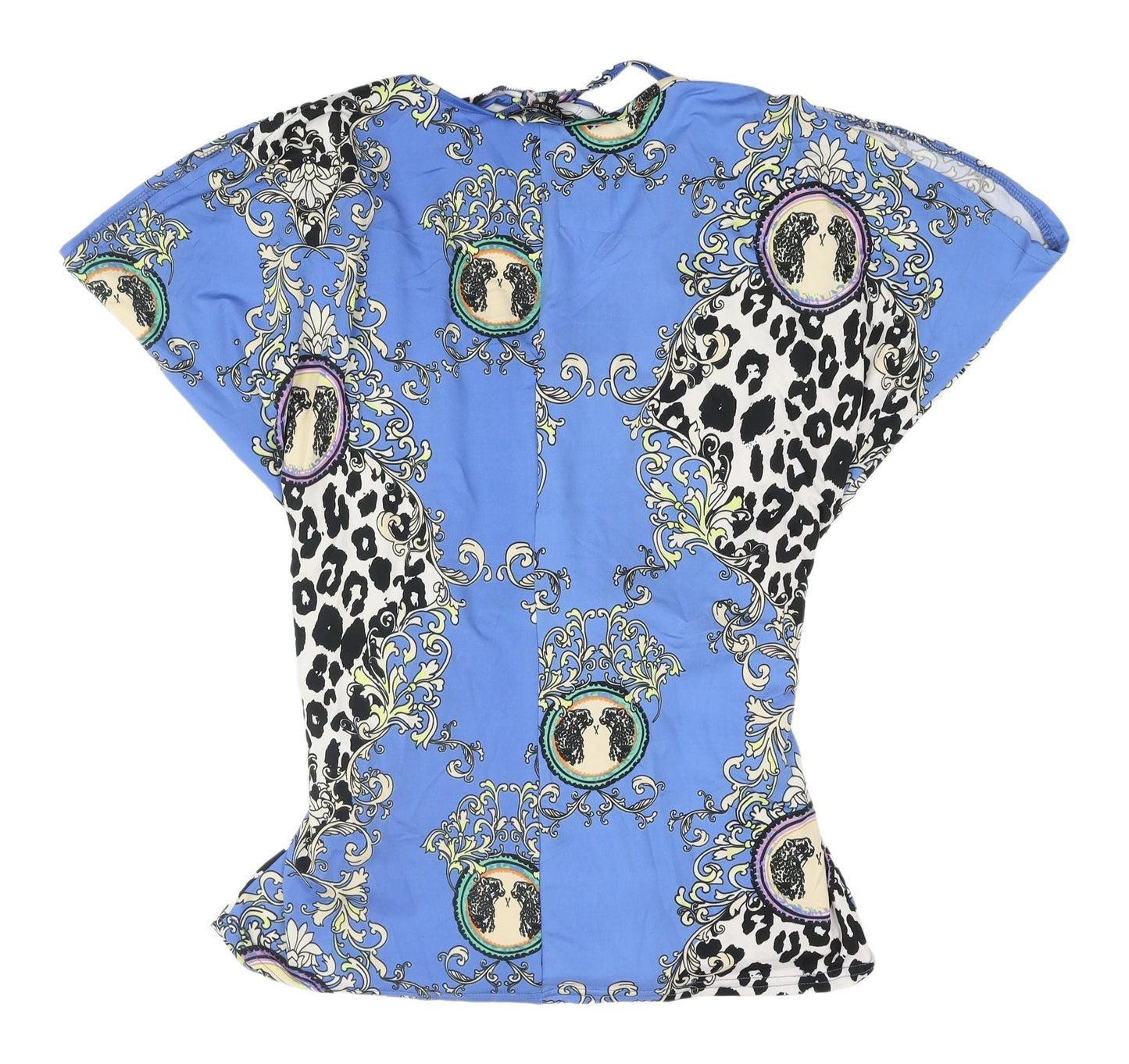 Izabel Women's Blue Tunic Blouse with Animal Print