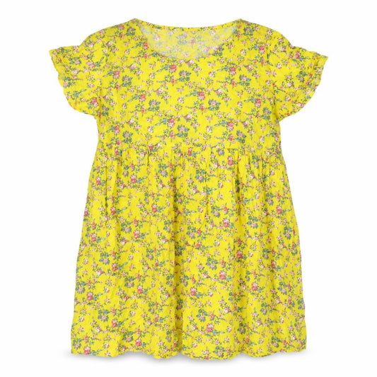 Motel Women's Yellow Floral Knee Length Dress L