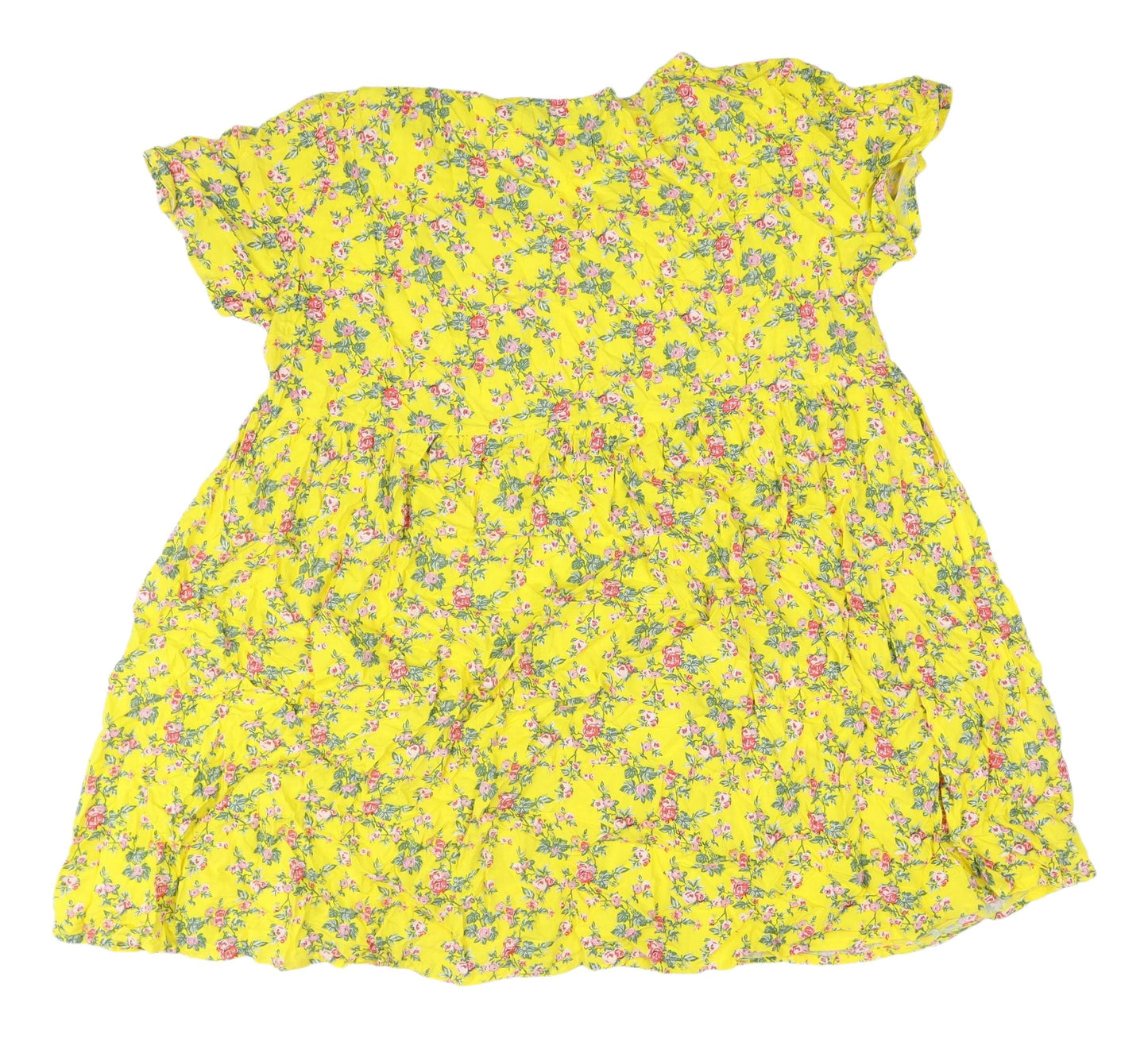 Motel Women's Yellow Floral Knee Length Dress L