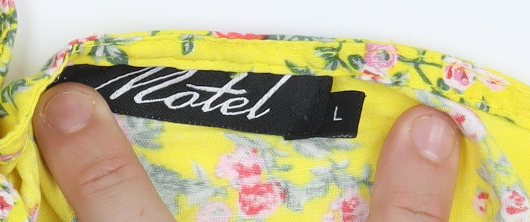 Motel Women's Yellow Floral Knee Length Dress L
