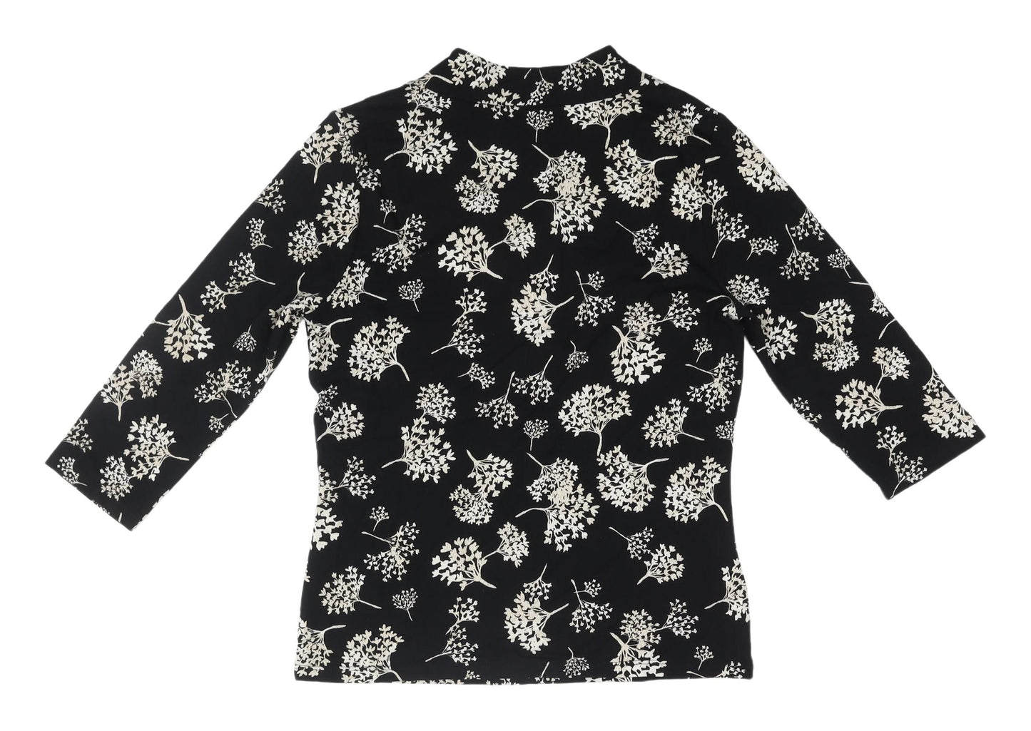Laura Ashley Black Floral Blouse, Women's Size 8, Viscose Blend