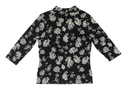 Laura Ashley Black Floral Blouse, Women's Size 8, Viscose Blend