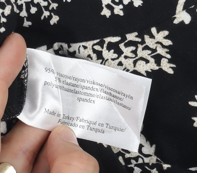 Laura Ashley Black Floral Blouse, Women's Size 8, Viscose Blend