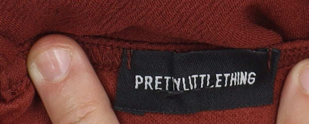 PrettyLittleThing Women's Brown Asymmetric Bodycon Dress - Size 12