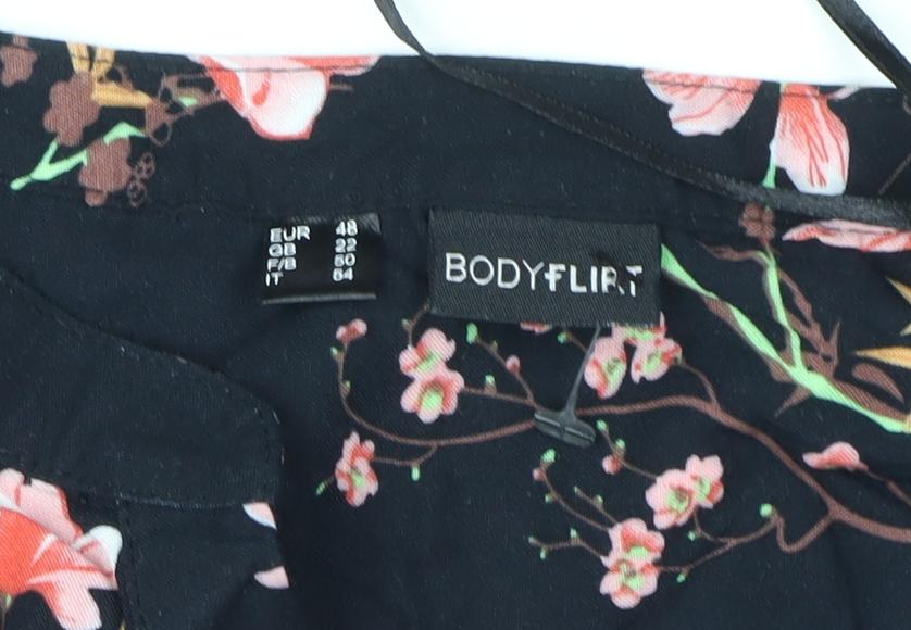 Womens UK Size 22 Bodyflirt Black Tunic Blouse