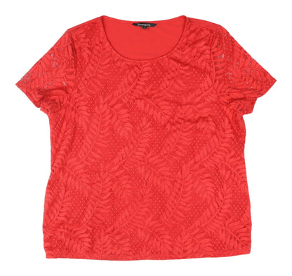 Bonmarché Women's Red Lace Blouse, Size 18, Short Sleeve