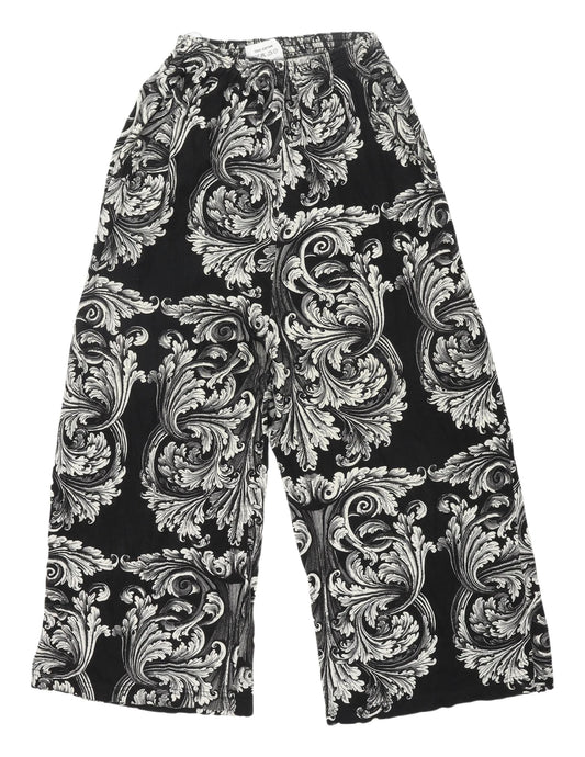 Womens UK Size M Miss Selfridge Relaxed Fit Wide-Leg Black Trousers