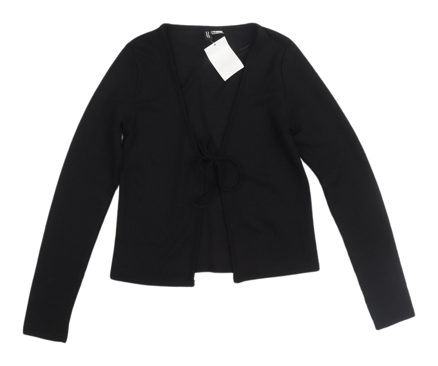Womens UK Size XS H&M Black Cropped Blouse