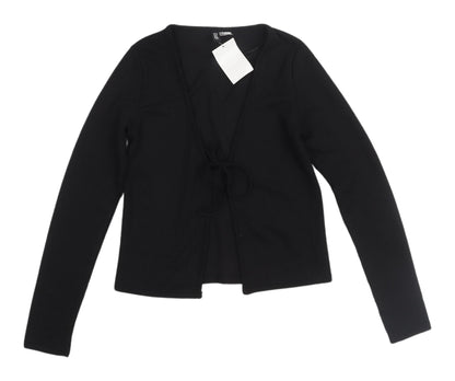 Womens UK Size XS H&M Black Cropped Blouse