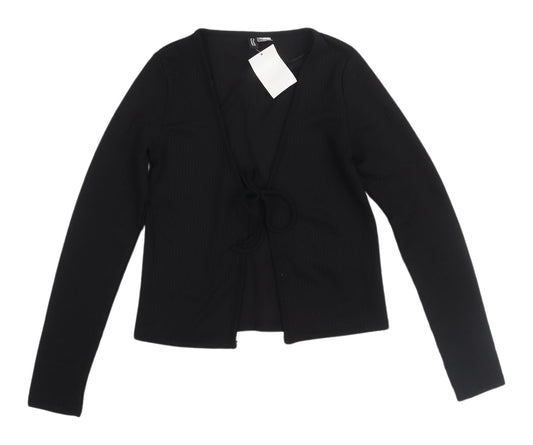 Womens UK Size XS H&M Black Cropped Blouse