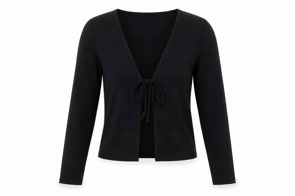 Womens UK Size XS H&M Black Cropped Blouse