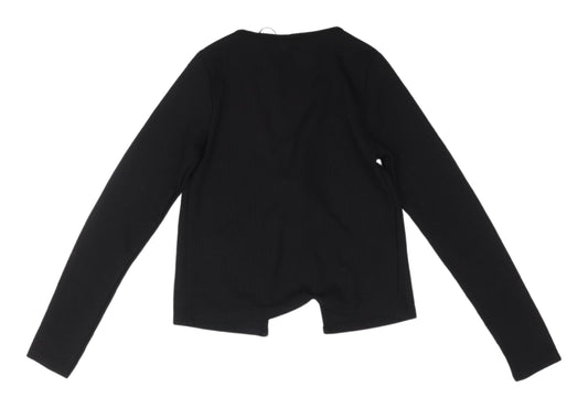 Womens UK Size XS H&M Black Cropped Blouse