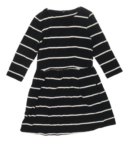 Next Women's Black Striped Skater Dress, Size 12