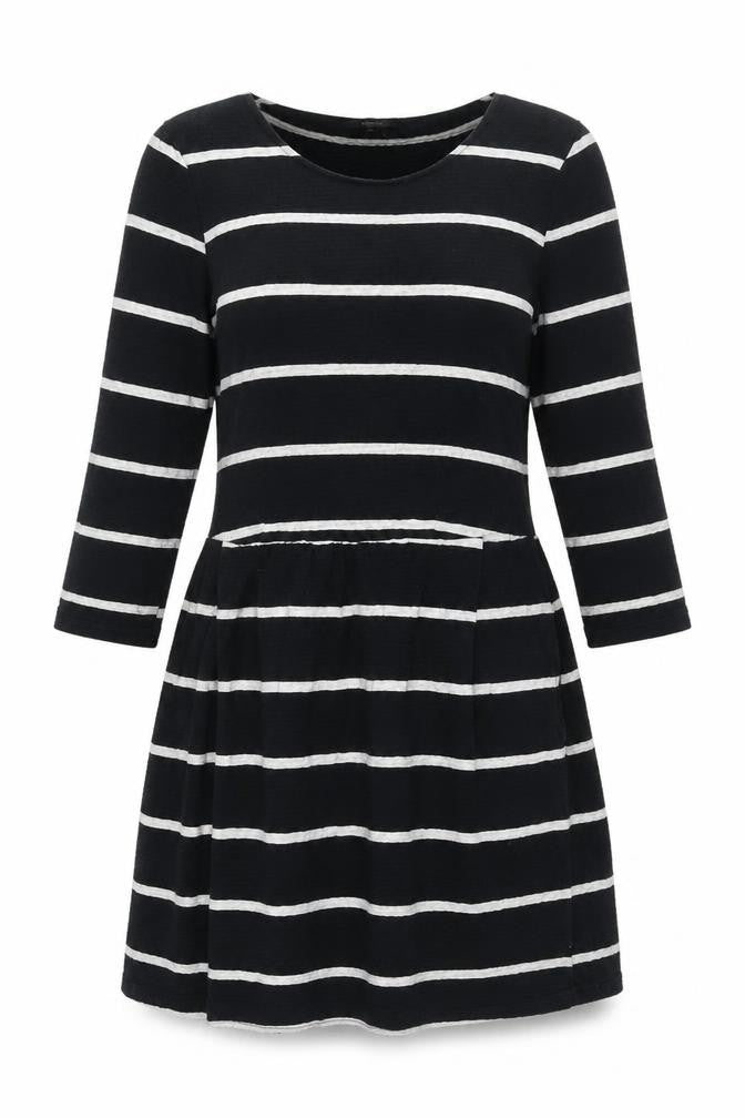 Next Women's Black Striped Skater Dress, Size 12