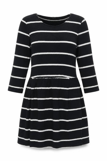 Next Women's Black Striped Skater Dress, Size 12