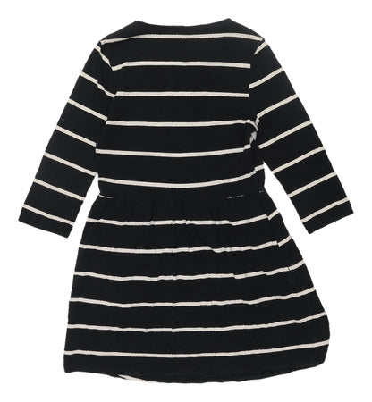 Next Women's Black Striped Skater Dress, Size 12
