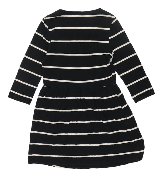 Next Women's Black Striped Skater Dress, Size 12