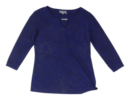JM Collection Women's Blue 3/4 Sleeve Blouse XS