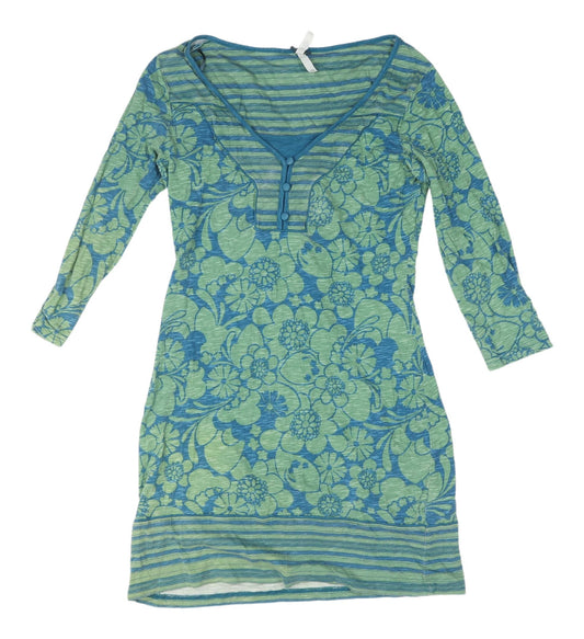 Next Women's Blue and Green 3/4 Sleeve Dress