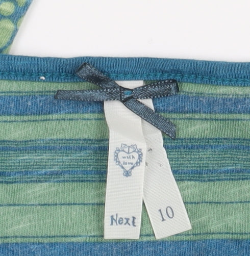 Next Women's Blue and Green 3/4 Sleeve Dress