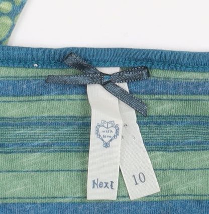 Next Women's Blue and Green 3/4 Sleeve Dress