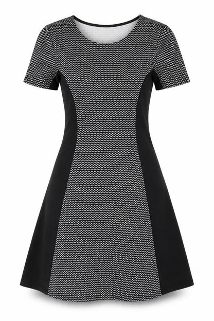 H&M Women's Black Chevron A-Line Dress Size 6