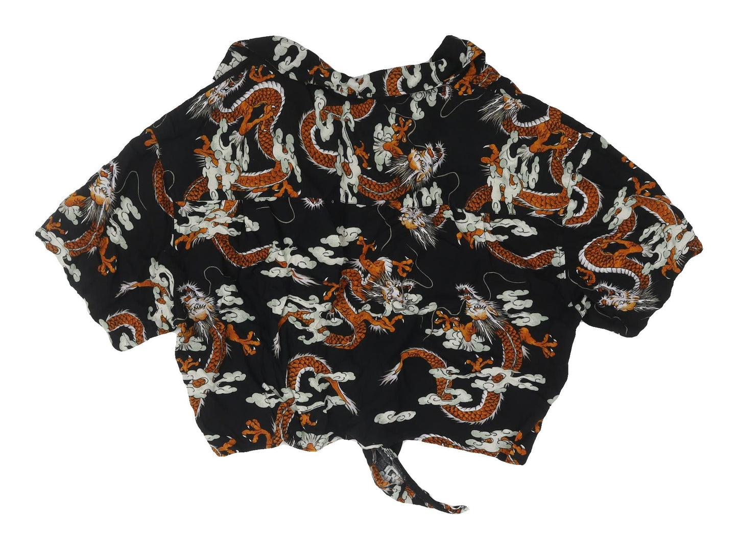 STAY Women's Black Cropped Animal Print Shirt M