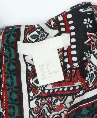 H&M Women's Red Multicoloured Shift Dress Size 4