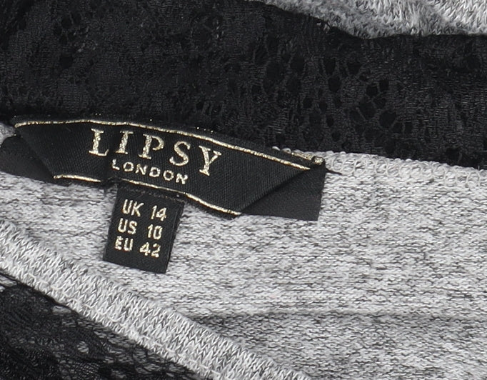 Womens UK Size 14 Lipsy Grey Basic Top