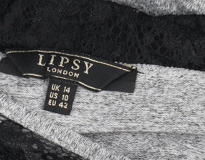 Womens UK Size 14 Lipsy Grey Basic Top