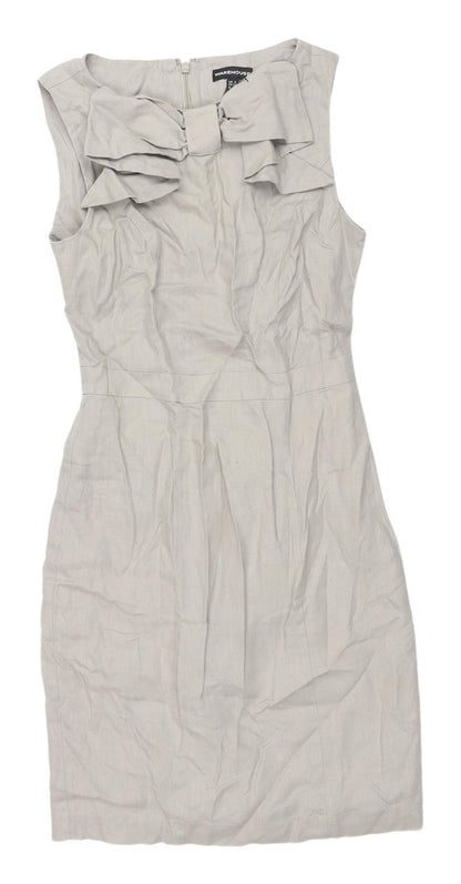 Warehouse Women's Grey Sheath Dress UK 6 Formal Elegant