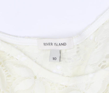 River Island Women's Ivory Fit & Flare Lace Dress - Sz 10