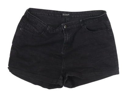 Peacocks Women's Black Denim Chino Shorts Size 18
