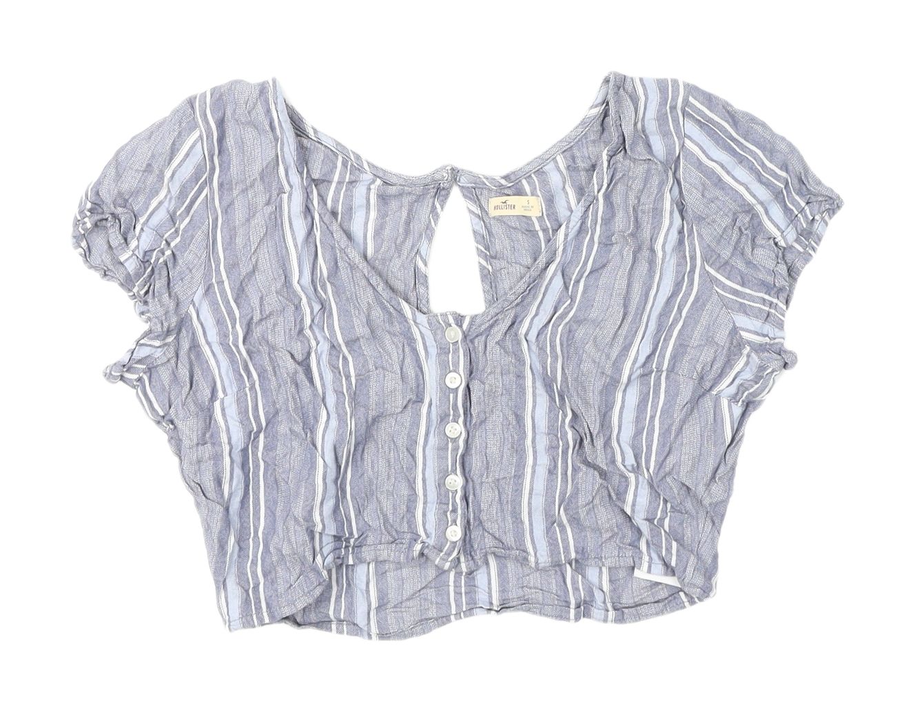 Womens UK Size S Hollister Blue Cropped Blouse