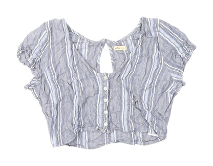 Womens UK Size S Hollister Blue Cropped Blouse