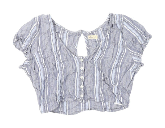 Womens UK Size S Hollister Blue Cropped Blouse