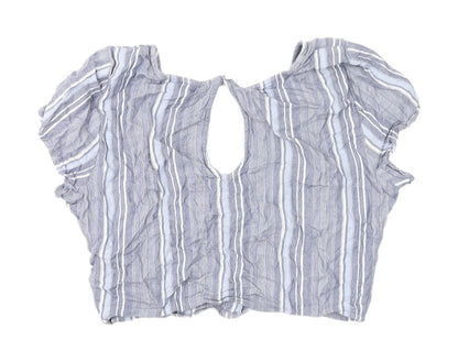 Womens UK Size S Hollister Blue Cropped Blouse