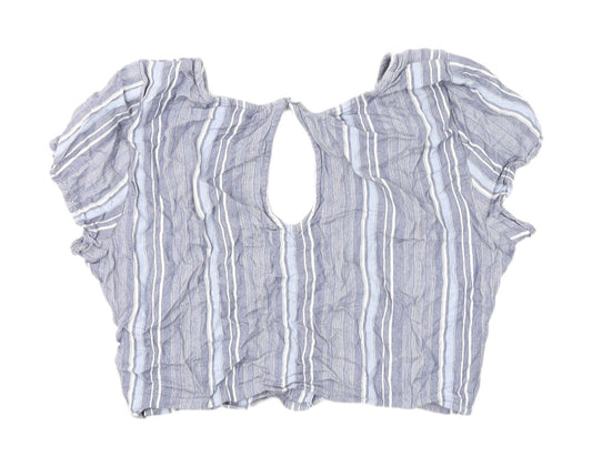 Womens UK Size S Hollister Blue Cropped Blouse