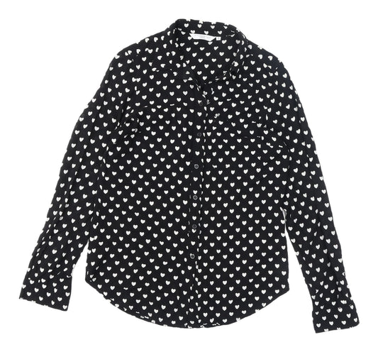 New Look Women's Black Button-Up Shirt Size 8