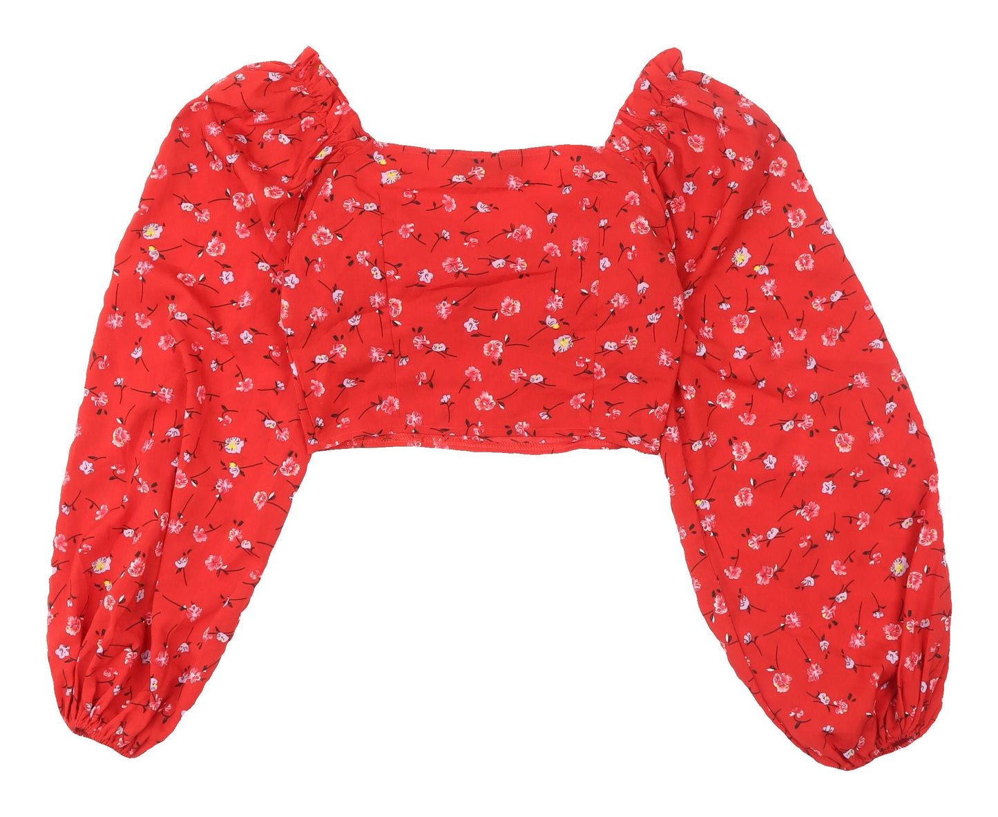 Womens UK Size 6 PRETTYLITTLETHING Red Cropped Blouse