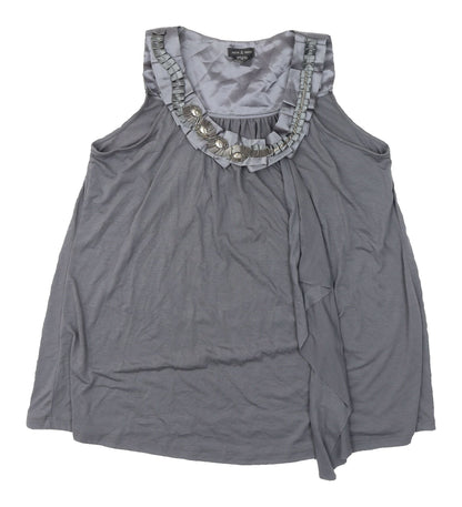 Sam & Max Women's Grey Sleeveless Beaded Top Lined