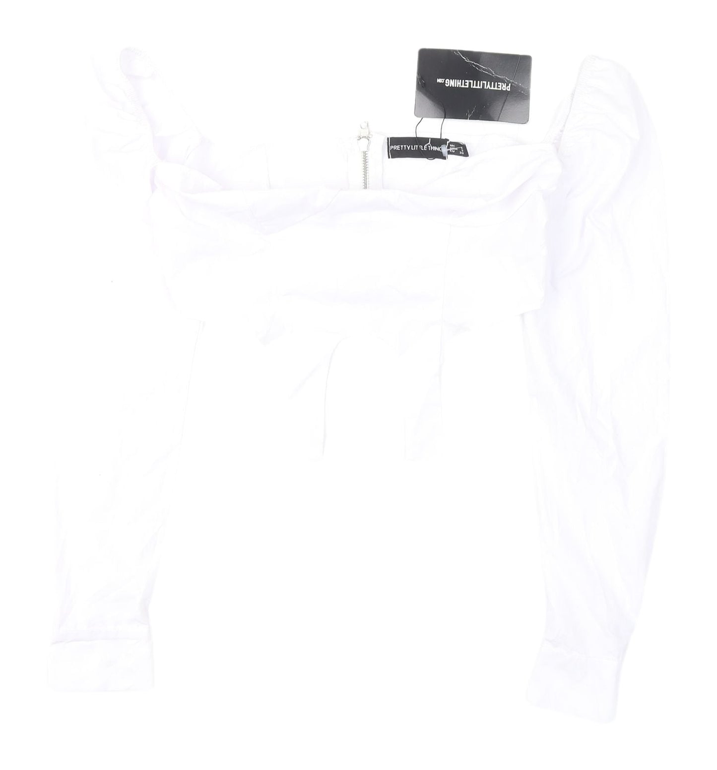 Womens UK Size 4 PRETTYLITTLETHING White Cropped Blouse