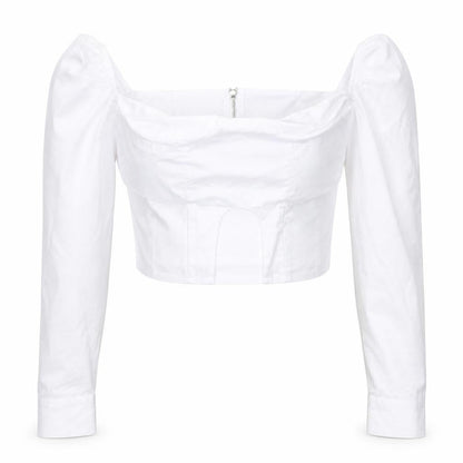 Womens UK Size 4 PRETTYLITTLETHING White Cropped Blouse