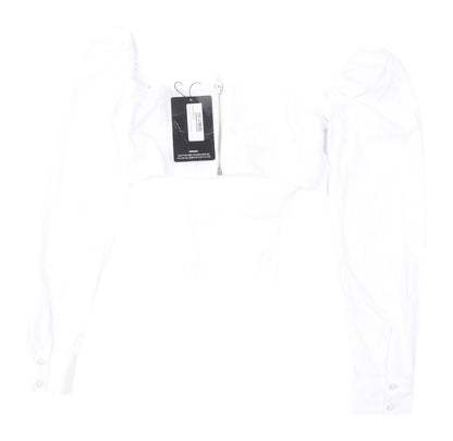 Womens UK Size 4 PRETTYLITTLETHING White Cropped Blouse