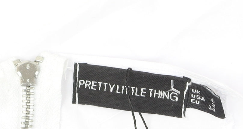 Womens UK Size 4 PRETTYLITTLETHING White Cropped Blouse