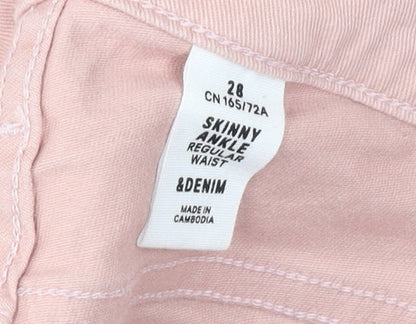 Womens UK Size 27 H&M Skinny Fit Ankle Pink Jeans