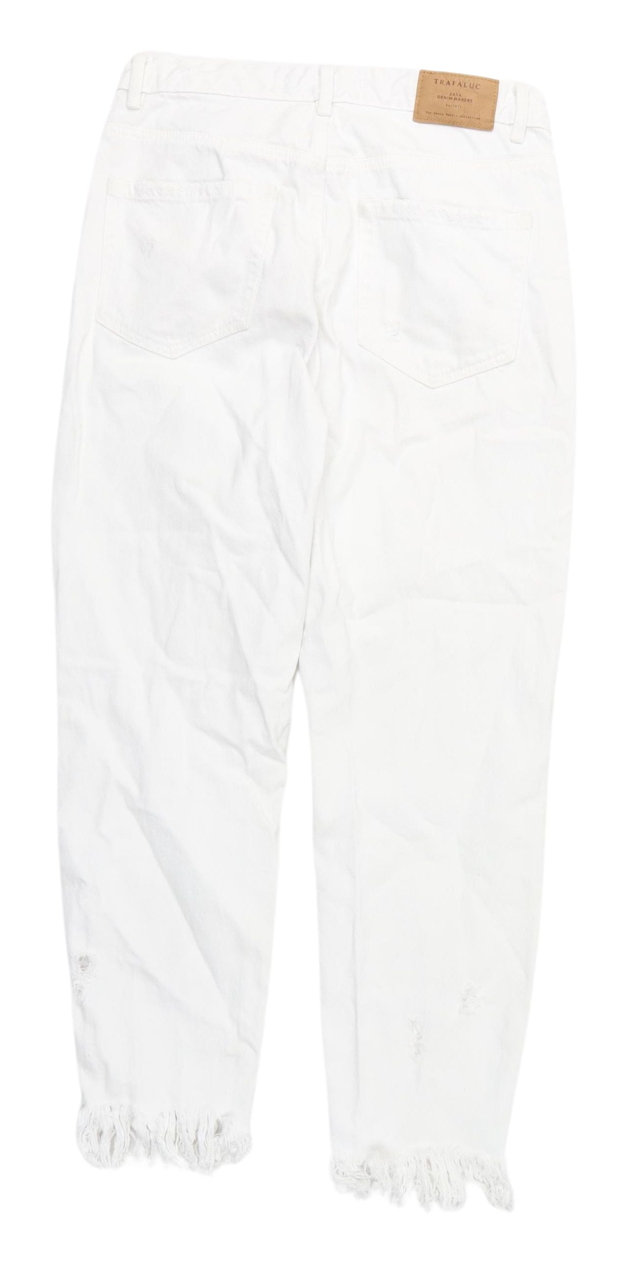 Zara Women's White Distressed Straight Jeans Size 8