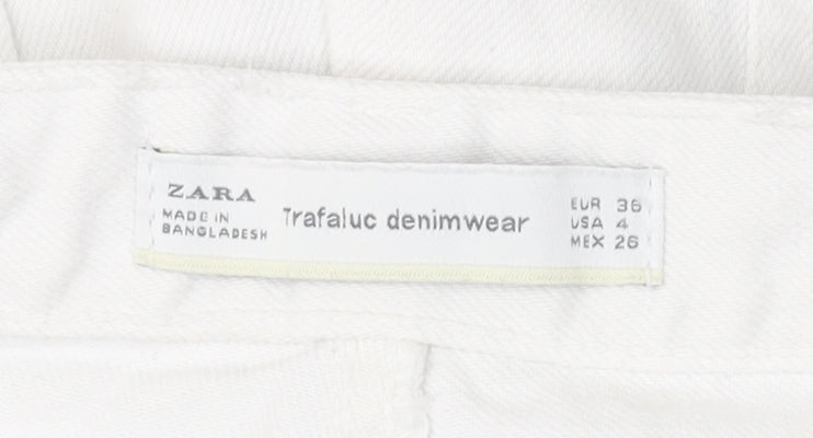 Zara Women's White Distressed Straight Jeans Size 8